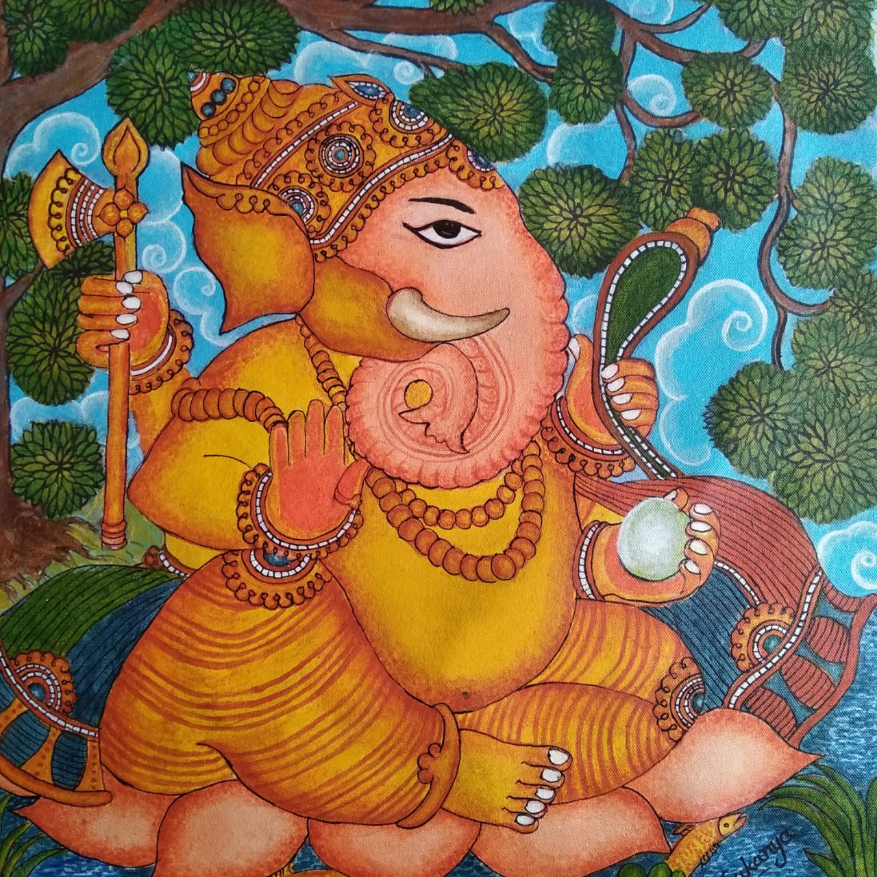 Lord Ganesha Mural Painting Keralokam